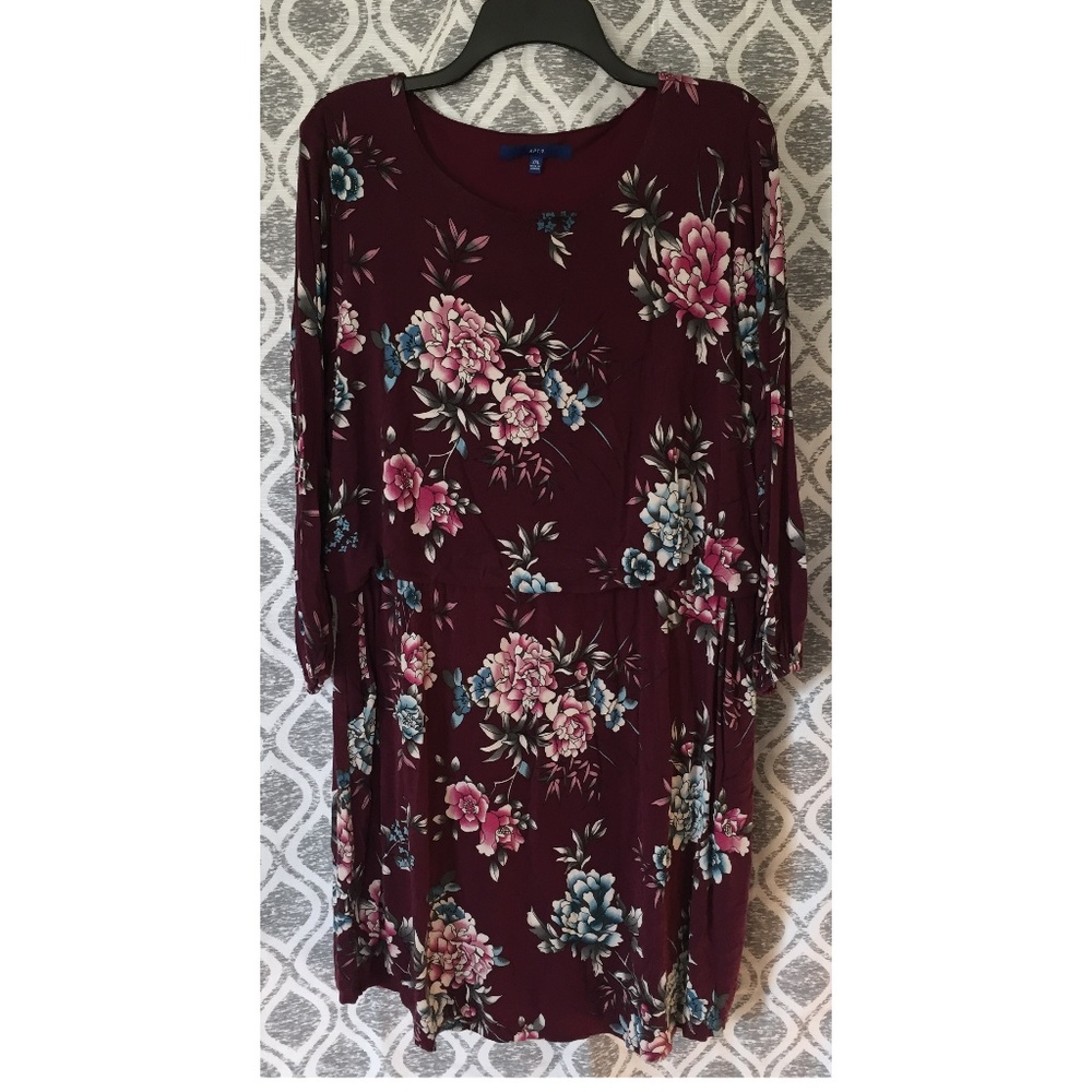 Apt 9 Floral Burgundy Blouson Dress